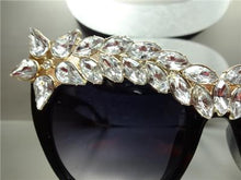 LUXE Sparkling Crystal Cat Eye Sunglasses- Black Frame