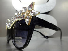 LUXE Sparkling Crystal Cat Eye Sunglasses- Black Frame