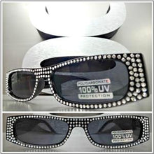 Rectangular Frame Bling Sunglasses- Black Frame