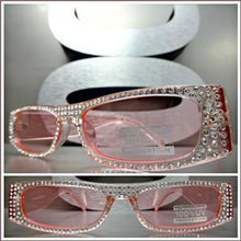 Rectangular Frame Bling Sunglasses- Pink Frame