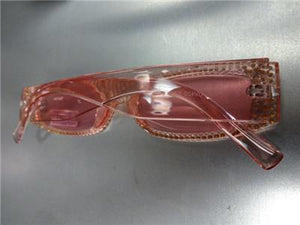 Rectangular Frame Bling Sunglasses- Pink Frame