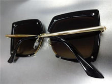 Unique Retro Square Sunglasses- Black & Gold