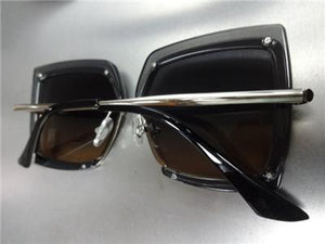 Unique Retro Square Sunglasses- Gray & Silver