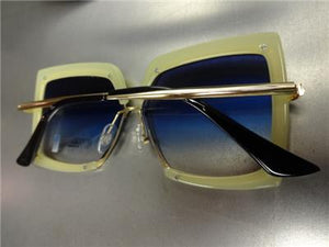 Unique Retro Square Sunglasses- Cream & Gold