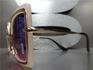 Unique Retro Square Sunglasses- Pink & Rose Gold