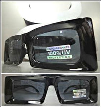 70s Style Rectangular Frame Sunglasses- Glossy Black Frame