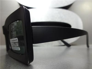 70s Style Rectangular Frame Sunglasses- Matte Black Frame