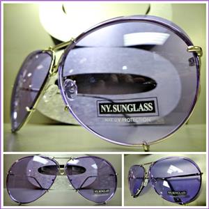 Fashion Aviator Sunglasses- Purple Lens