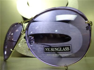 Fashion Aviator Sunglasses- Purple Lens
