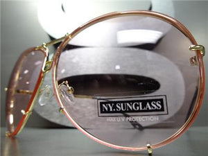 Fashion Aviator Sunglasses- Pink Lens