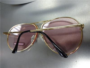 Fashion Aviator Sunglasses- Pink Lens