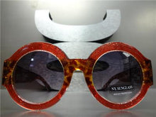 Classy Elegant Round Vintage Style Sunglasses- Red & Leopard Frame