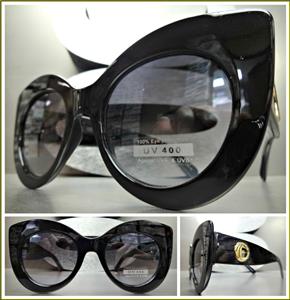 Classy Thick Frame Cat Eye Sunglasses- Black