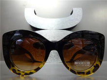 Classy Thick Frame Cat Eye Sunglasses- Black/Tortoise Frame