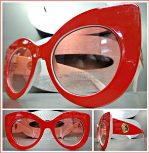 Classy Thick Frame Cat Eye Sunglasses- Red/Pink Frame