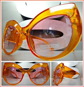 Classy Thick Frame Cat Eye Sunglasses-Transparent Orange