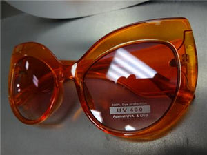 Classy Thick Frame Cat Eye Sunglasses-Transparent Orange