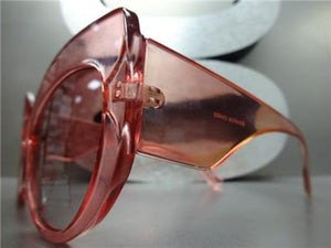 Classy Thick Frame Cat Eye Sunglasses-Transparent Pink