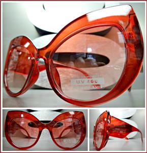 Classy Thick Frame Cat Eye Sunglasses-Transparent Red