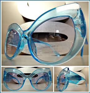 Classy Thick Frame Cat Eye Sunglasses- Blue Frame