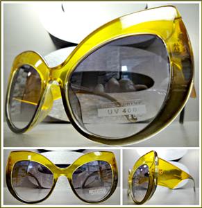 Classy Thick Frame Cat Eye Sunglasses- Transparent Honey Frame