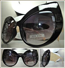 Classy Thick Frame Cat Eye Sunglasses-Black Frame with Tan Temples