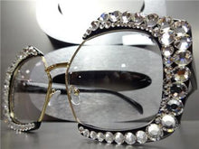 Handmade Crystal Embellished Clear Lens Glasses