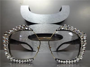 Handmade Crystal Embellished Clear Lens Glasses