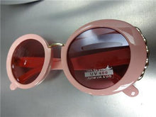 Classy Elegant Round Vintage Style Sunglasses-Pink Frame