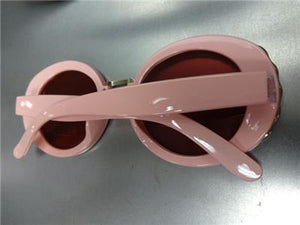 Classy Elegant Round Vintage Style Sunglasses-Pink Frame
