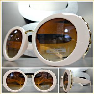 Classy Elegant Round Vintage Style Sunglasses-Nude Tone Frame