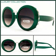 Classy Elegant Round Vintage Style Sunglasses-Green Frame
