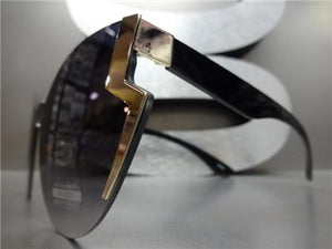 Zig Zag Design Cat Eye Sunglasses- Black & Gold