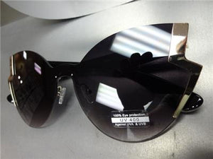 Zig Zag Design Cat Eye Sunglasses- Black & Gold