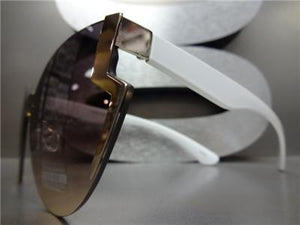 Zig Zag Design Cat Eye Sunglasses- White & Gold Frame/ Smoke Lens