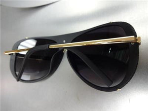 Classic Aviator Style Sunglasses- Matte Black Frame/ Black Lens