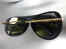 Classic Aviator Style Sunglasses- Matte Black Frame/ Gold Mirrored Lens