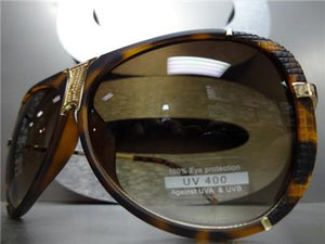 Classic Aviator Style Sunglasses- Matte Tortoise Frame/ Brown Gradient Lens
