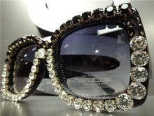 Oversized Handmade Crystal Vintage Style Sunglasses