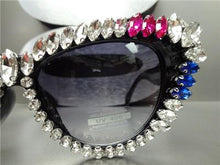 Handmade Oversized Crystal Cat Eye Sunglasses