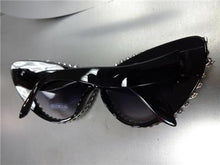 Handmade Oversized Crystal Cat Eye Sunglasses