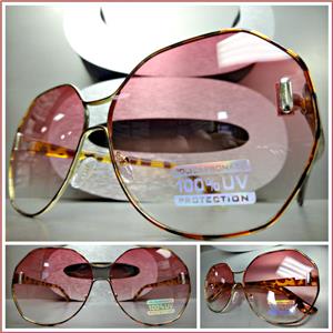 Oversized Funky Retro Style Sunglasses- Tortoise Frame Pink Lens