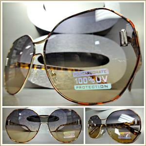 Oversized Funky Retro Style Sunglasses- Tortoise Frame Ombre Lens