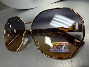 Oversized Funky Retro Style Sunglasses- Tortoise Frame Ombre Lens