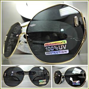 Oversized Funky Retro Style Sunglasses- Black with Gold Frame