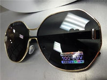 Oversized Funky Retro Style Sunglasses- Black with Gold Frame