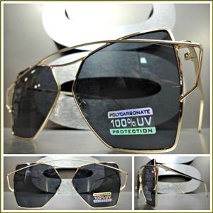 Oversized Funky Retro Style Sunglasses- Gold Frame