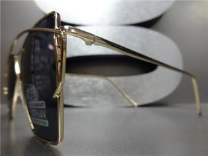 Oversized Funky Retro Style Sunglasses- Gold Frame