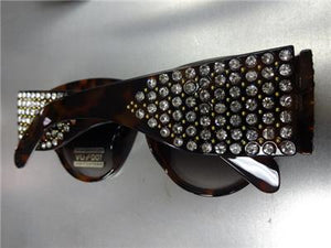Oversized Thick Tortoise Frame with Crystal Sunglasses