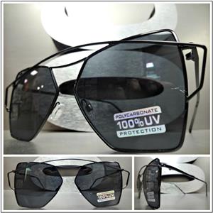 Oversized Funky Retro Style Sunglasses- Black Frame Black Lens